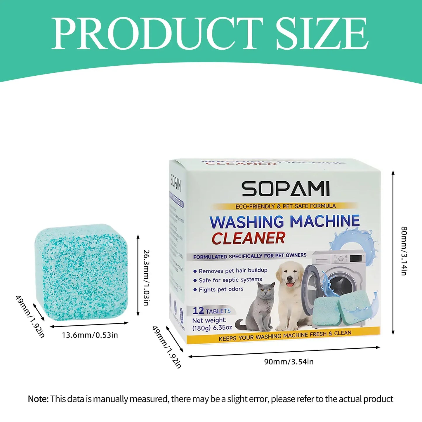 Washing Machine Cleaner Tablets 12 pack pet safe eco friendly cleaning tablets neutralizes pet related odors deep cleans grime keeps washing machine fresh easy to use