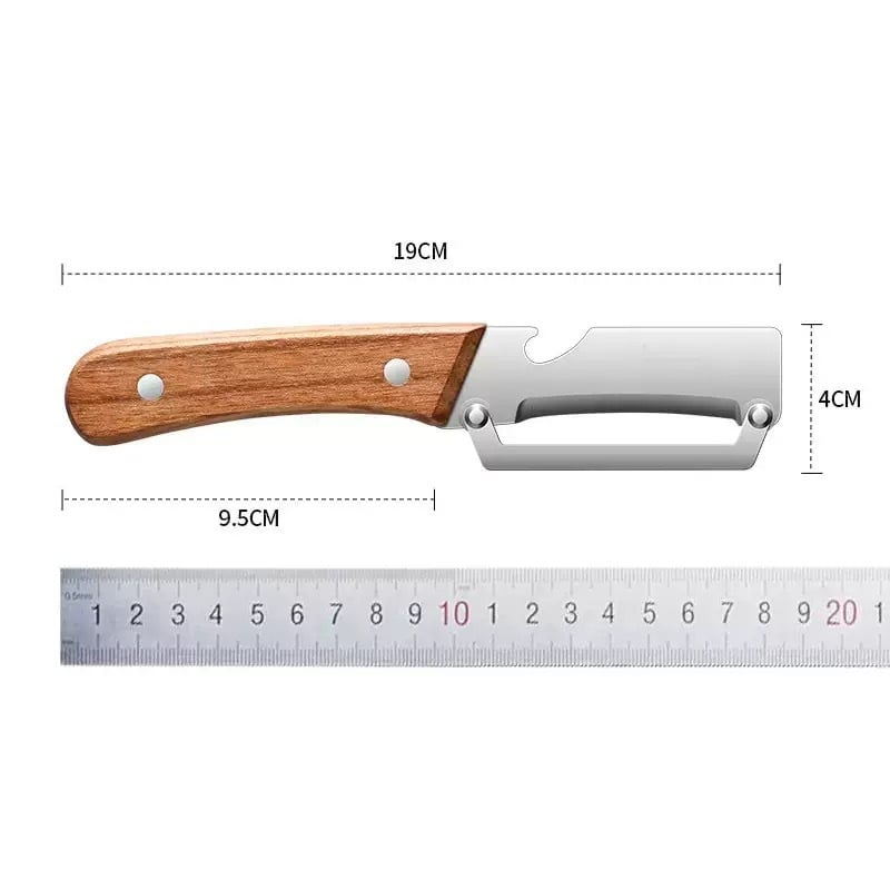 đŞâ¨Heavy-Duty Stainless Steel Vegetable Peeler with Ergonomic Wood Handle & Built-in Bottle Opener
