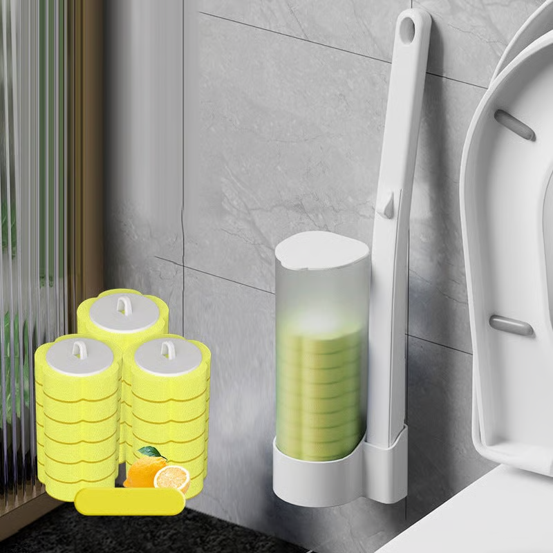 1×Toilet brush+18PCS Brush head -LEMON