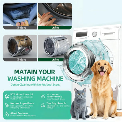 Washing Machine Cleaner Tablets 12 pack pet safe eco friendly cleaning tablets neutralizes pet related odors deep cleans grime keeps washing machine fresh easy to use