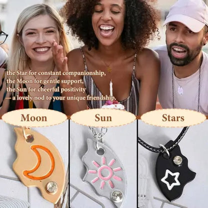 Magnetic Rhinestone Star, Moon & Sun Necklaces (3pc)
