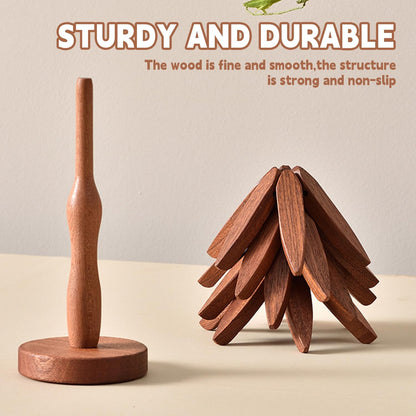 ✨Natural Tree Trivet Set - 4 bamboo Trivets & 1 Stand,Like a Christmas Tree🎄
