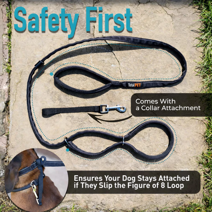 Flat Figure of 8 Dog Lead with Padding – Stop Pulling & Take Back Control - Total Pet