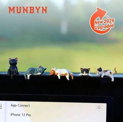 🔥 Hand-Painted Mini Cat Desk Figurines – Set of 5 Cute Cartoon Kitty Companions