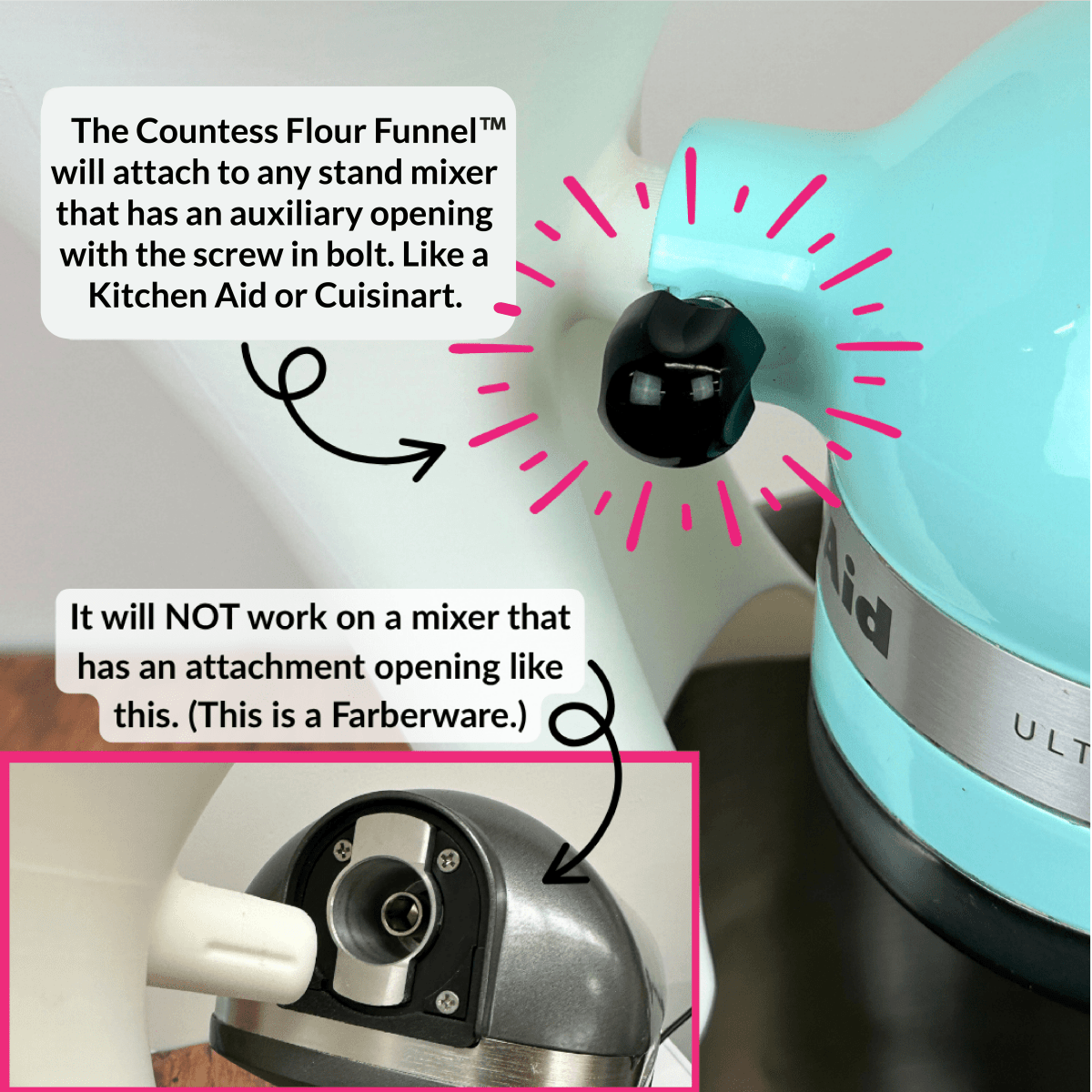 Countess Flour Funnel™ - Stand Mixer Attachment