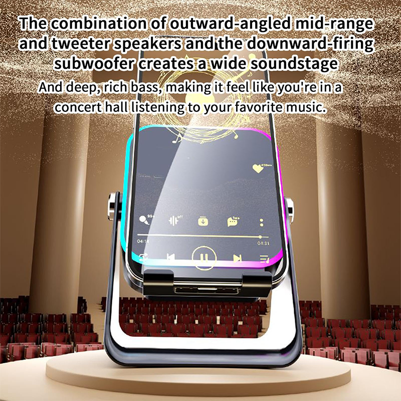 🎶📱  5-in-1 Wireless Induction Bluetooth Speaker with Adjustable Phone Stand