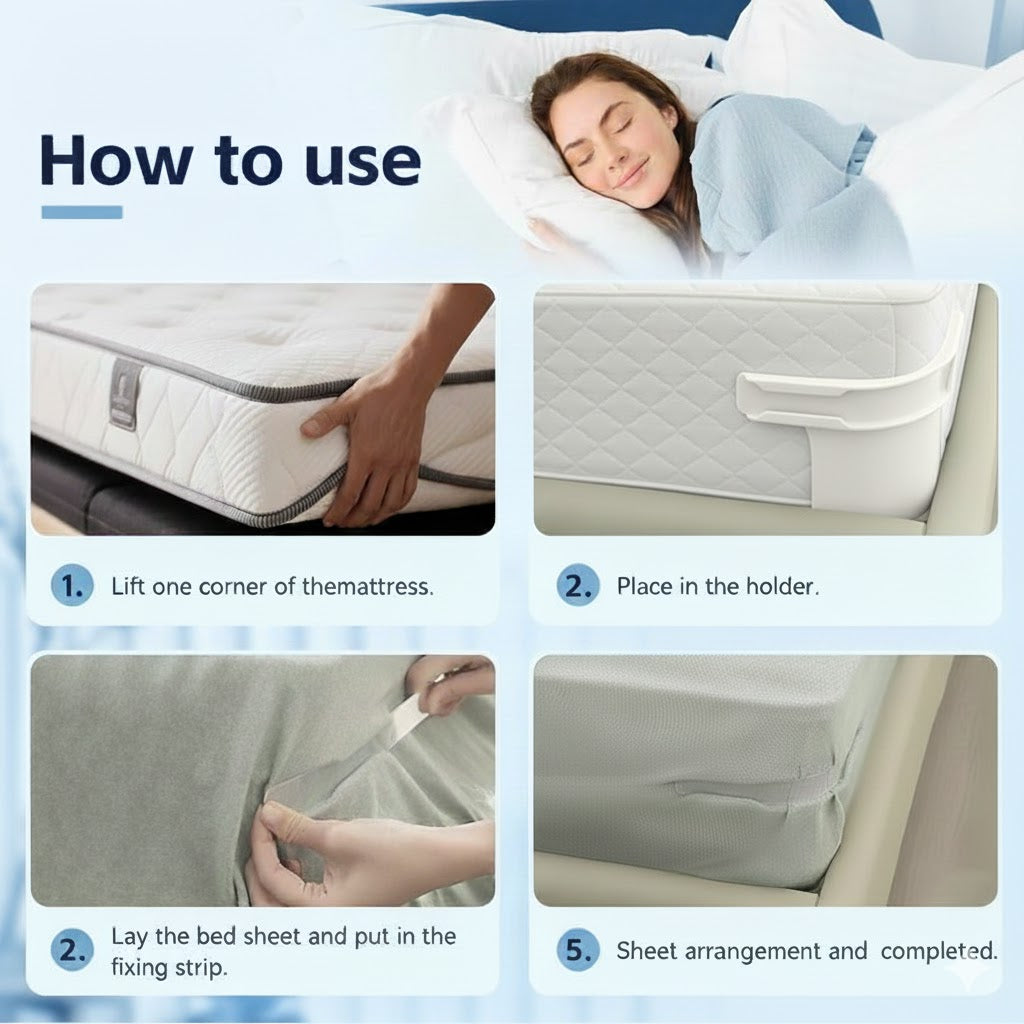 Seurico™ No-Slip Bed Sheet Grips, Fits Any Mattress
