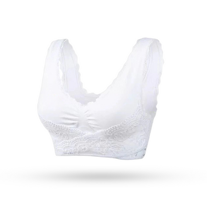 💜Cross Front Side Button Lace Silky Bra