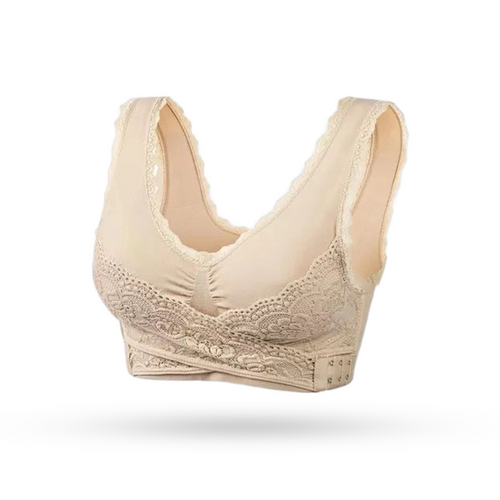 💜Cross Front Side Button Lace Silky Bra
