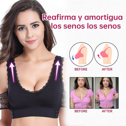 💜Cross Front Side Button Lace Silky Bra